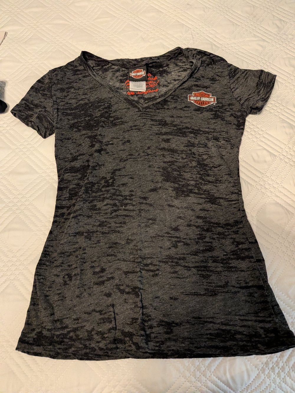 Harley-Davidson Women's Black Burnout V-Neck Tee